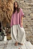 Pure Cotton Santos Keyhole Drape Back Top Indian Pink